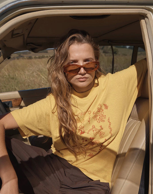 AFENDS | HOLLY OVERSIZED TEE - MANGO