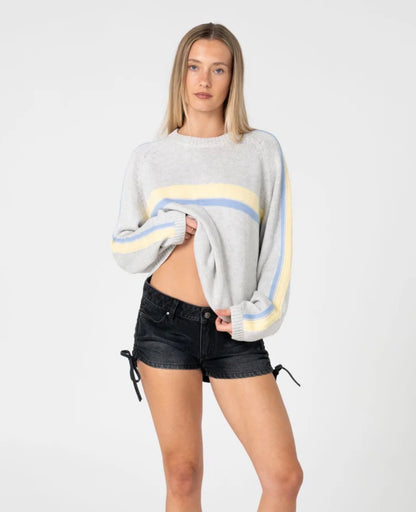 RUSTY- White Lines L/S Crew Neck Knit