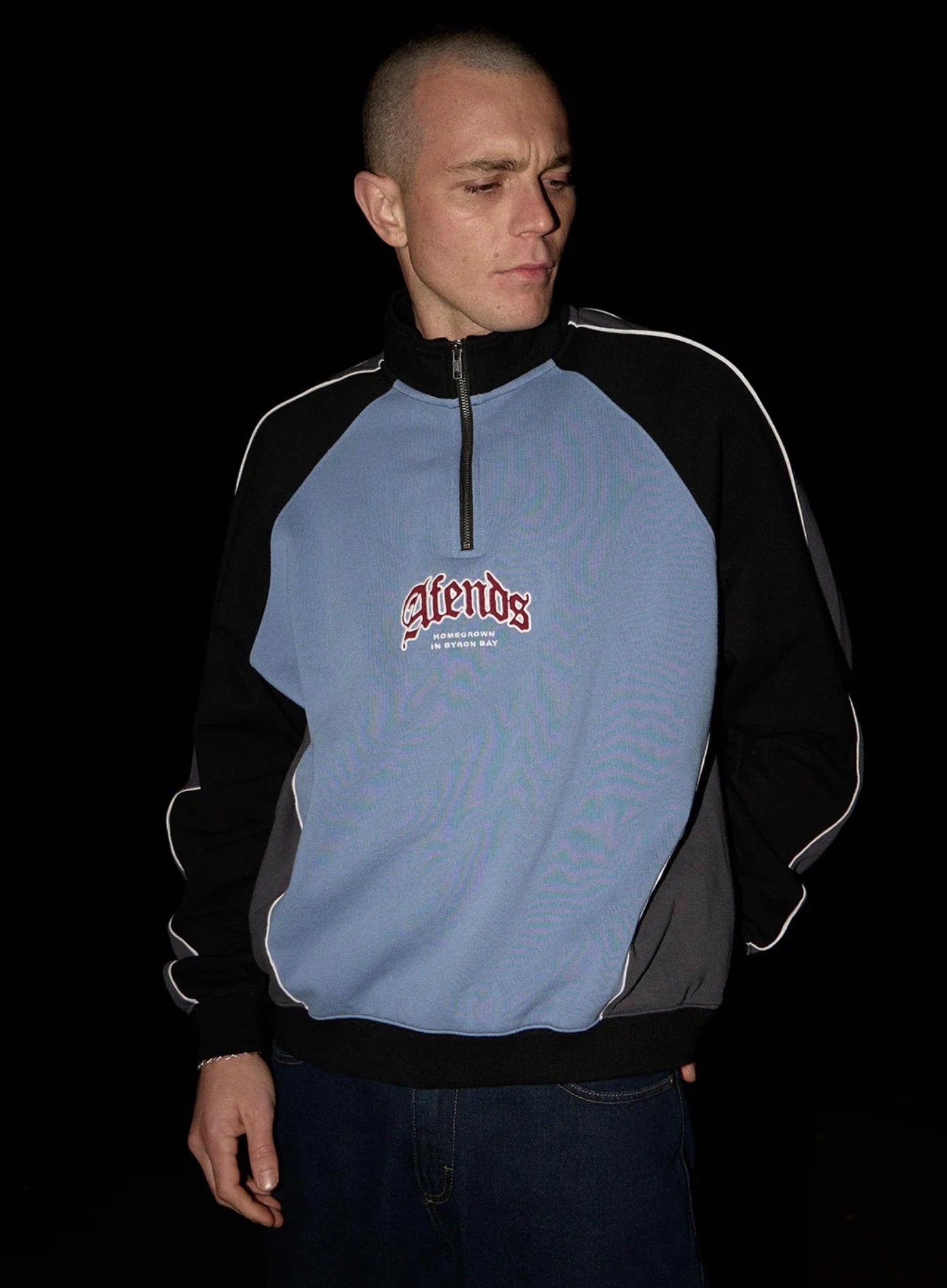 AFENDS | OCCUPANCY PANELED QUARTER ZIP JUMPER - SLATE