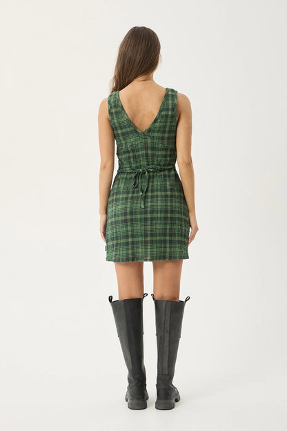 AFENDS LONNIE SEERSUCKER MINI DRESS - HUNTER GREEN