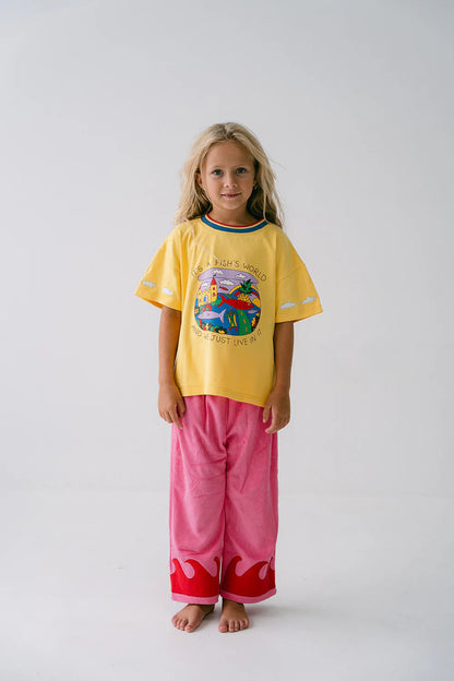 SPICY DUGONG - WAVE TERRY PANTS - CORAL CRUSH