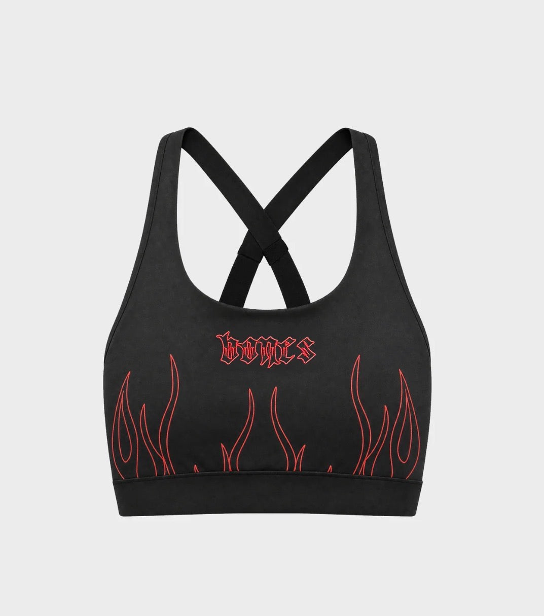 Billy Bones- Flamed Sports Bra -Black/Red