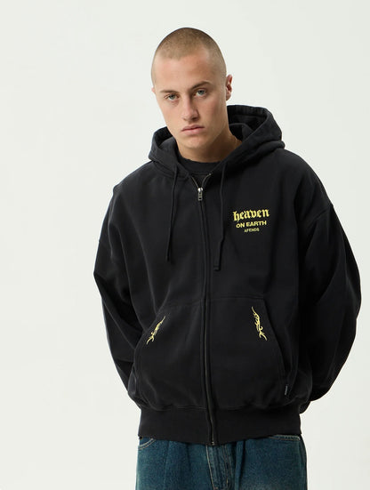 AFENDS | HEAEN BOXY ZIP HOOD - STONE BLACK