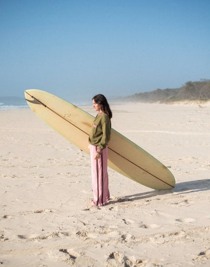 ATMOSEA APRES SURF PANEL PANTS / BLUSH WITH CHOCOLATE SIDE PANEL