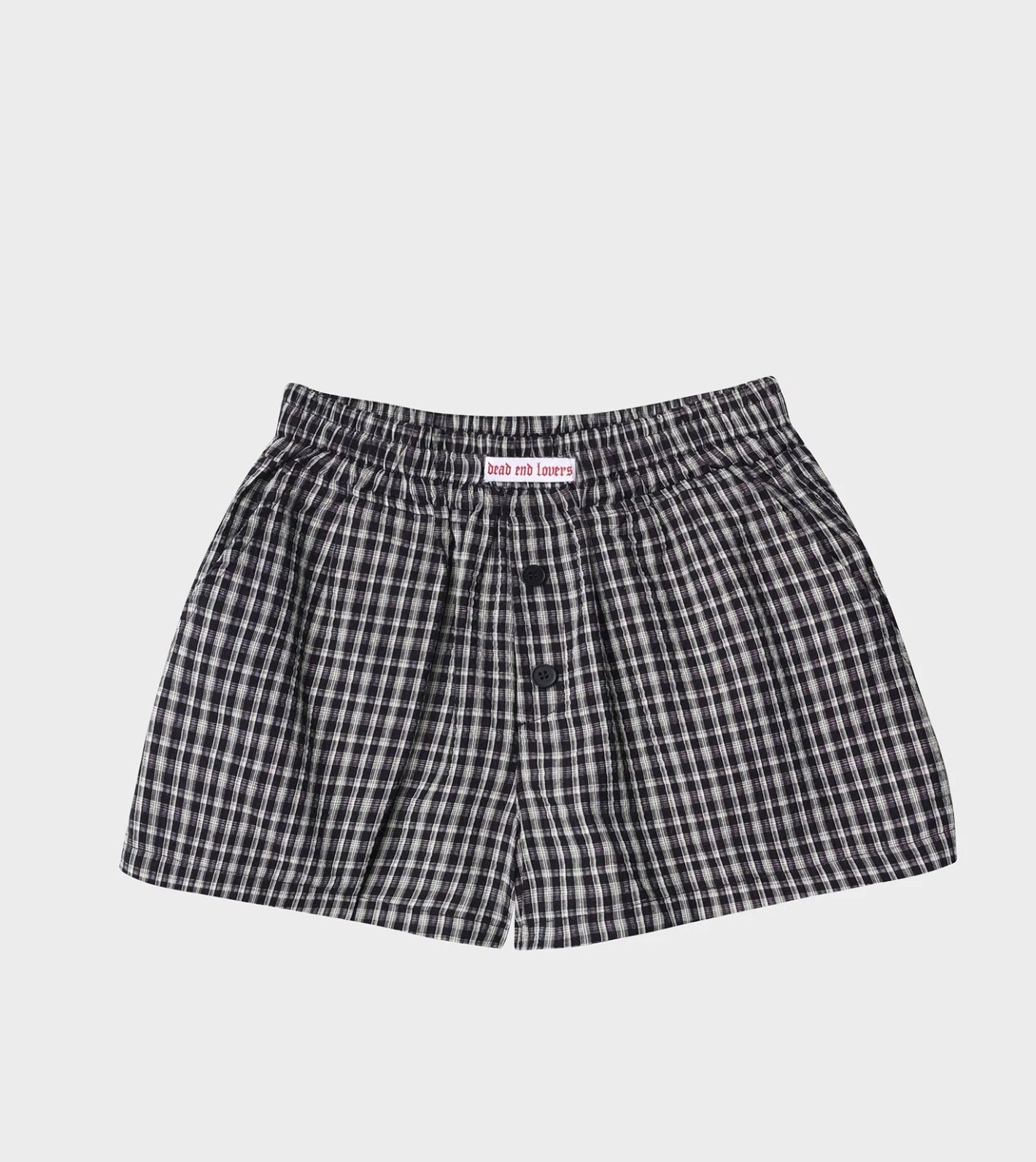 BILLY BONES - 
DEAD END CHECK BOXER SHORTS / BLACK