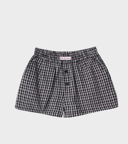 BILLY BONES - 
DEAD END CHECK BOXER SHORTS / BLACK