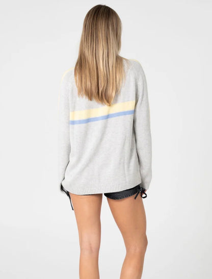 RUSTY- White Lines L/S Crew Neck Knit