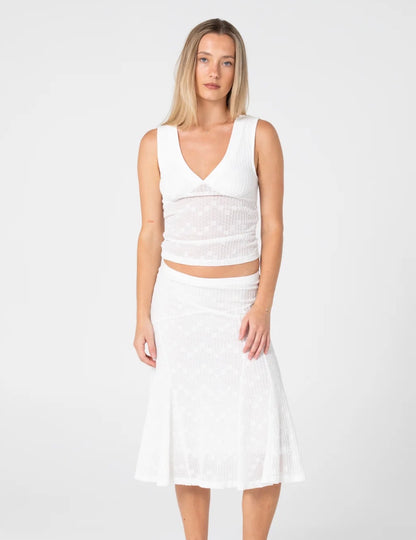 RUSTY- Roma Low Rise Lace Midi Skirt