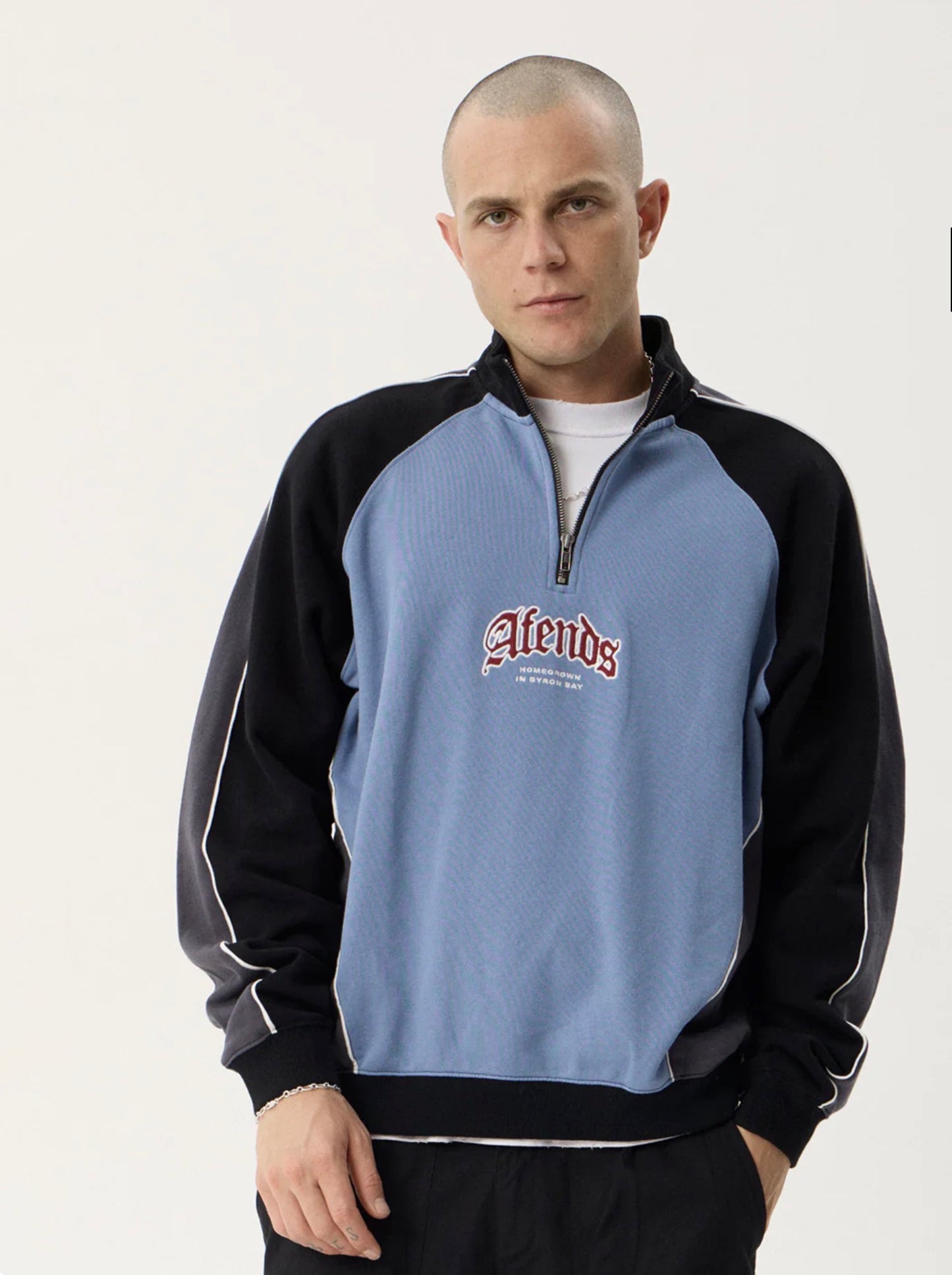 AFENDS | OCCUPANCY PANELED QUARTER ZIP JUMPER - SLATE
