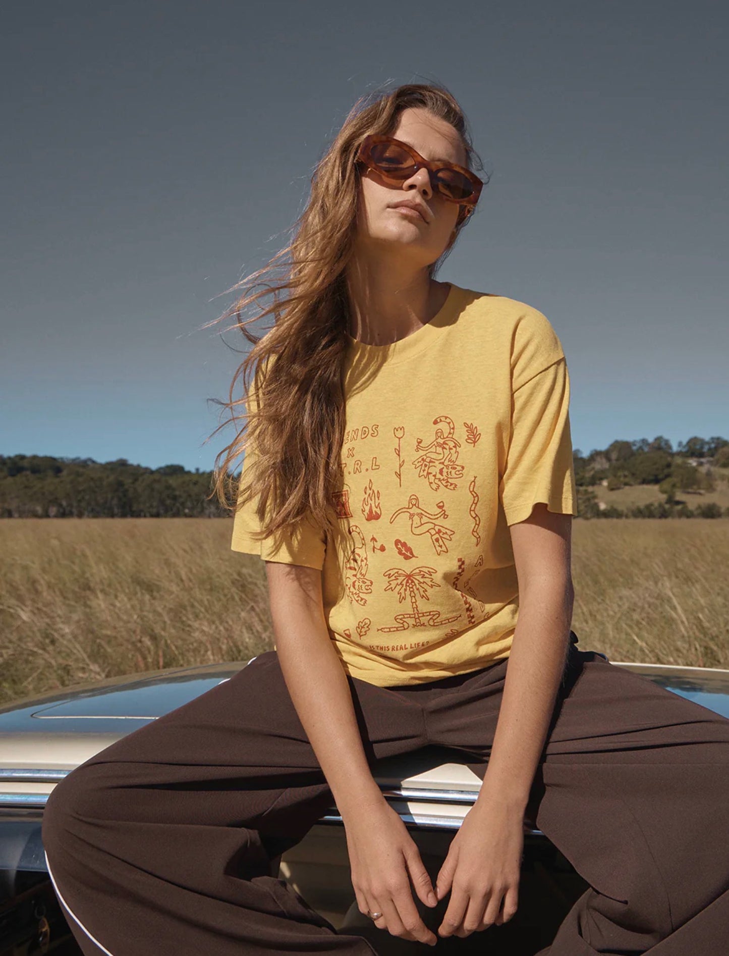 AFENDS | HOLLY OVERSIZED TEE - MANGO