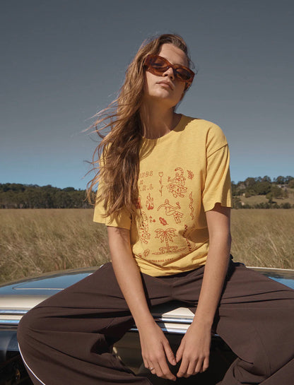 AFENDS | HOLLY OVERSIZED TEE - MANGO