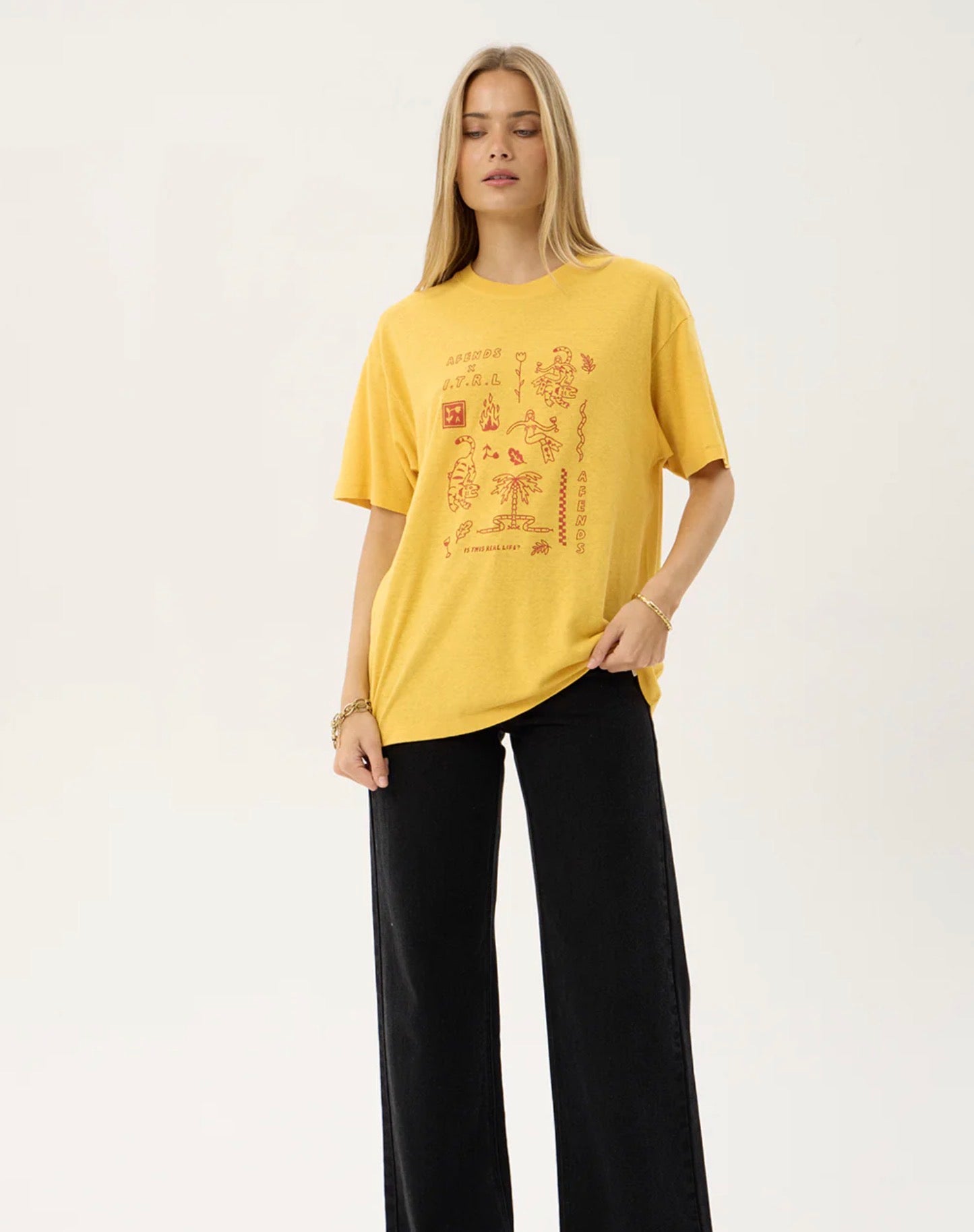 AFENDS | HOLLY OVERSIZED TEE - MANGO