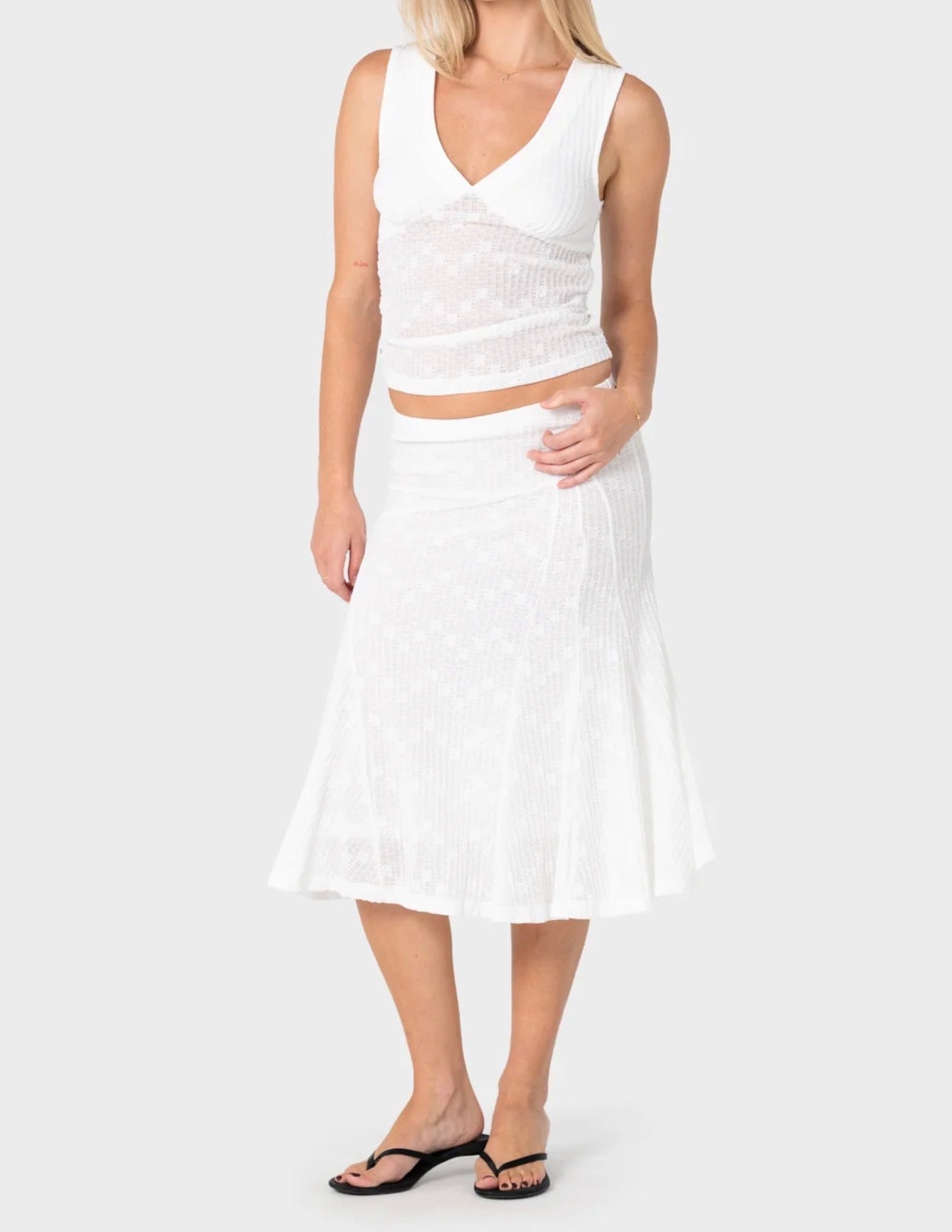 RUSTY- Roma Low Rise Lace Midi Skirt