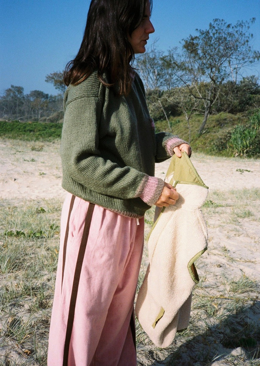 ATMOSEA APRES SURF PANEL PANTS / BLUSH WITH CHOCOLATE SIDE PANEL