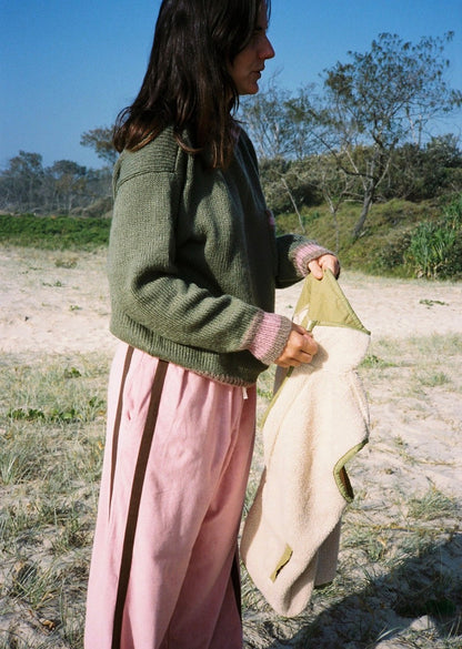 ATMOSEA APRES SURF PANEL PANTS / BLUSH WITH CHOCOLATE SIDE PANEL