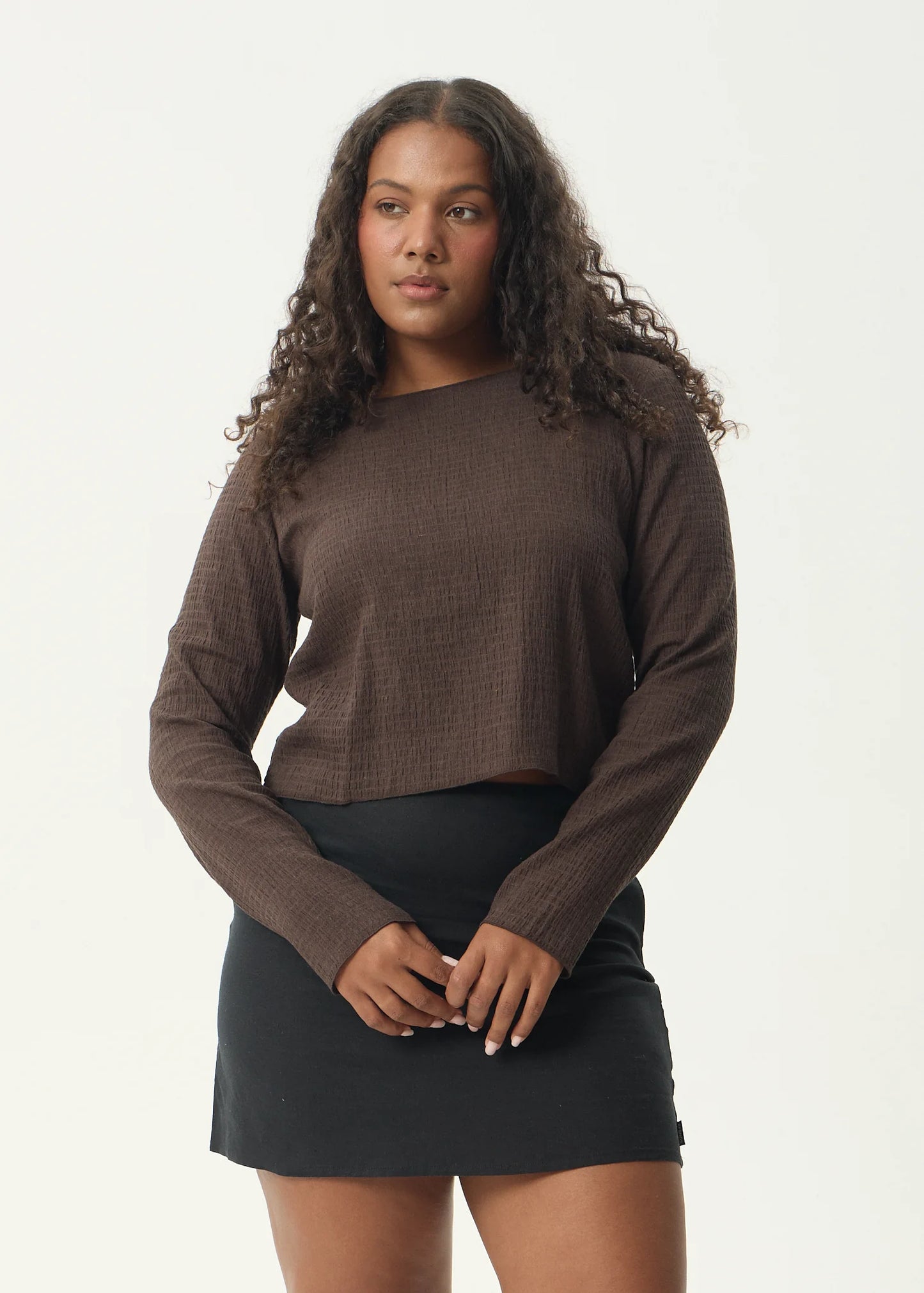FOCUS - SEERSUCKER LONG SLEEVE TOP