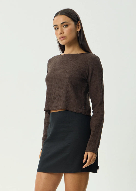 FOCUS - SEERSUCKER LONG SLEEVE TOP
